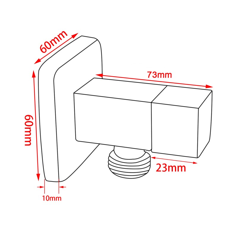 Laundry Square Black Bathroom square 1/4 turn washing machine stop tap Wall Mounted Solid Brass