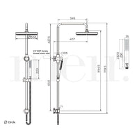 Meir 2-in-1 Twin Round Combination Shower Rail 200mm Rose & Hand Shower - Warm Brushed Nickel