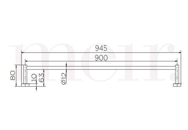 MEIR 900mm Round Single Chrome Towel Rail (MR01-SR90-C)