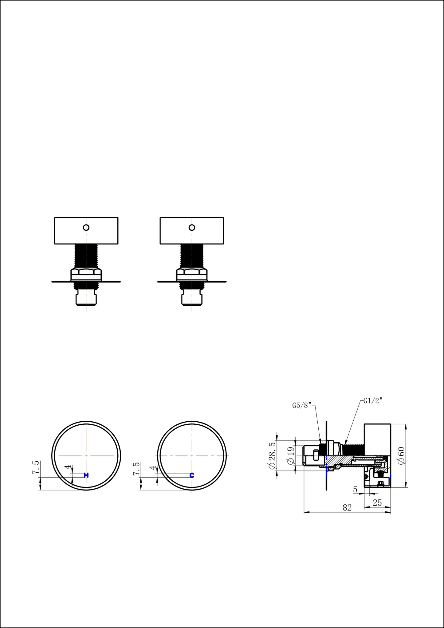 Modern National Star Round Wall Top Assemblies Warm Brushed Nickel