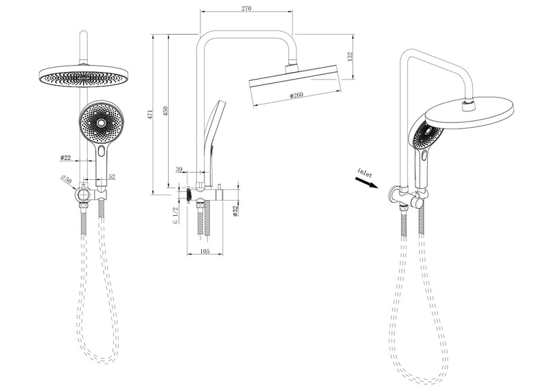 Linkware The Gabe Twin Shower Gun Metal