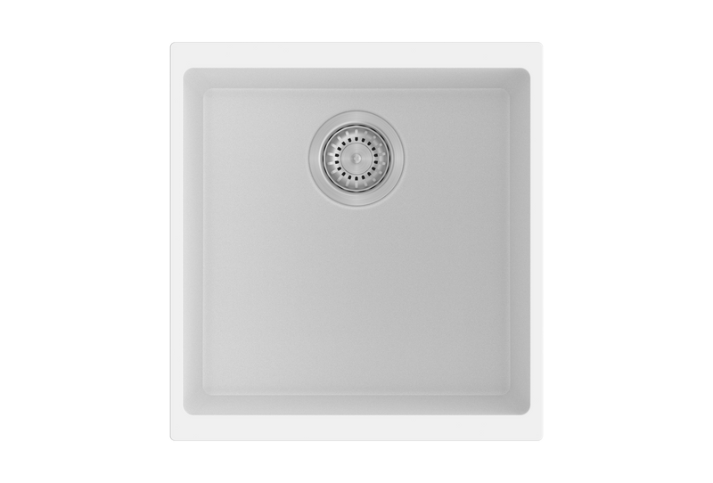 430 x 460 x 200mm Carysil White Single Bowl Granite Kitchen/Laundry Sink Top/Flush/Under Mount