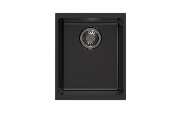 370 x 460 x 200mm Carysil Black Single Bowl Granite Kitchen/Laundry Sink Top/Flush/Under Mount