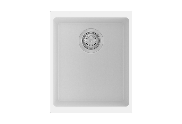 370 x 460 x 200mm Carysil White Single Bowl Granite Kitchen/Laundry Sink Top/Flush/Under Mount