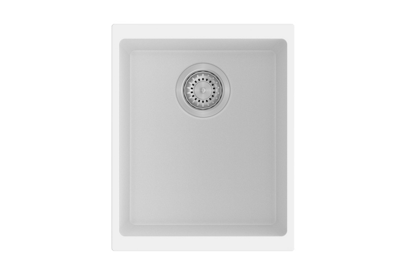 370 x 460 x 200mm Carysil White Single Bowl Granite Kitchen/Laundry Sink Top/Flush/Under Mount