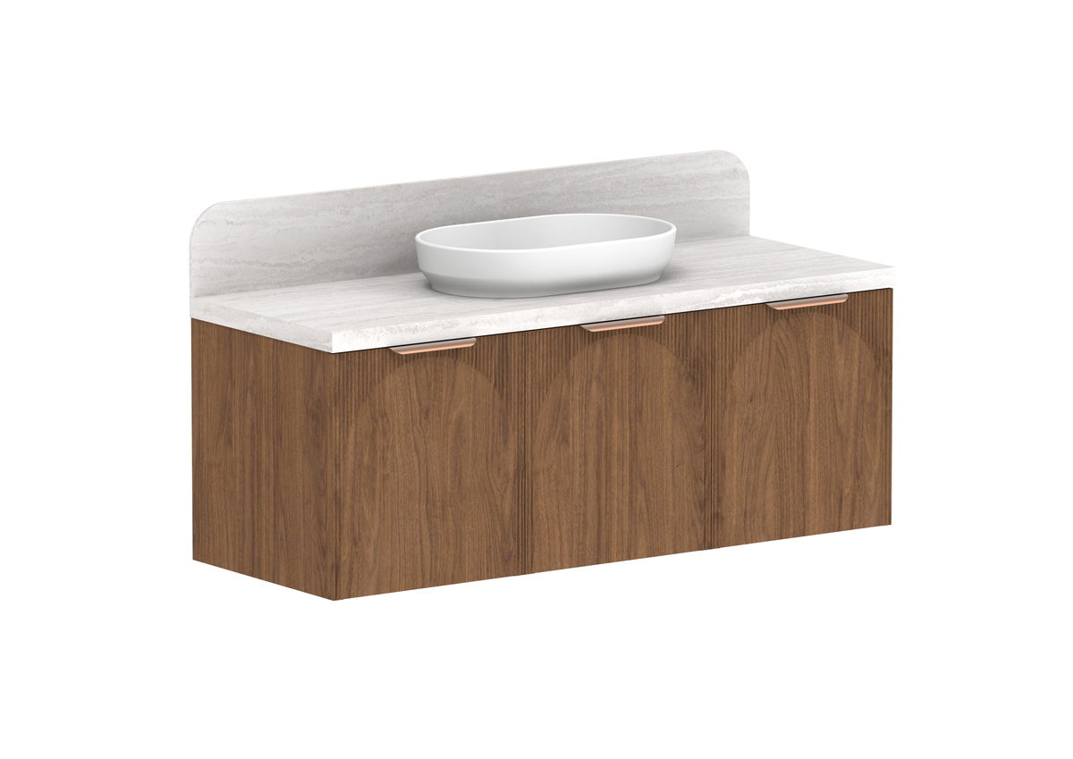 Archie Vanity — 1350mm · Centre Bowl · Florentine Walnut · All Door