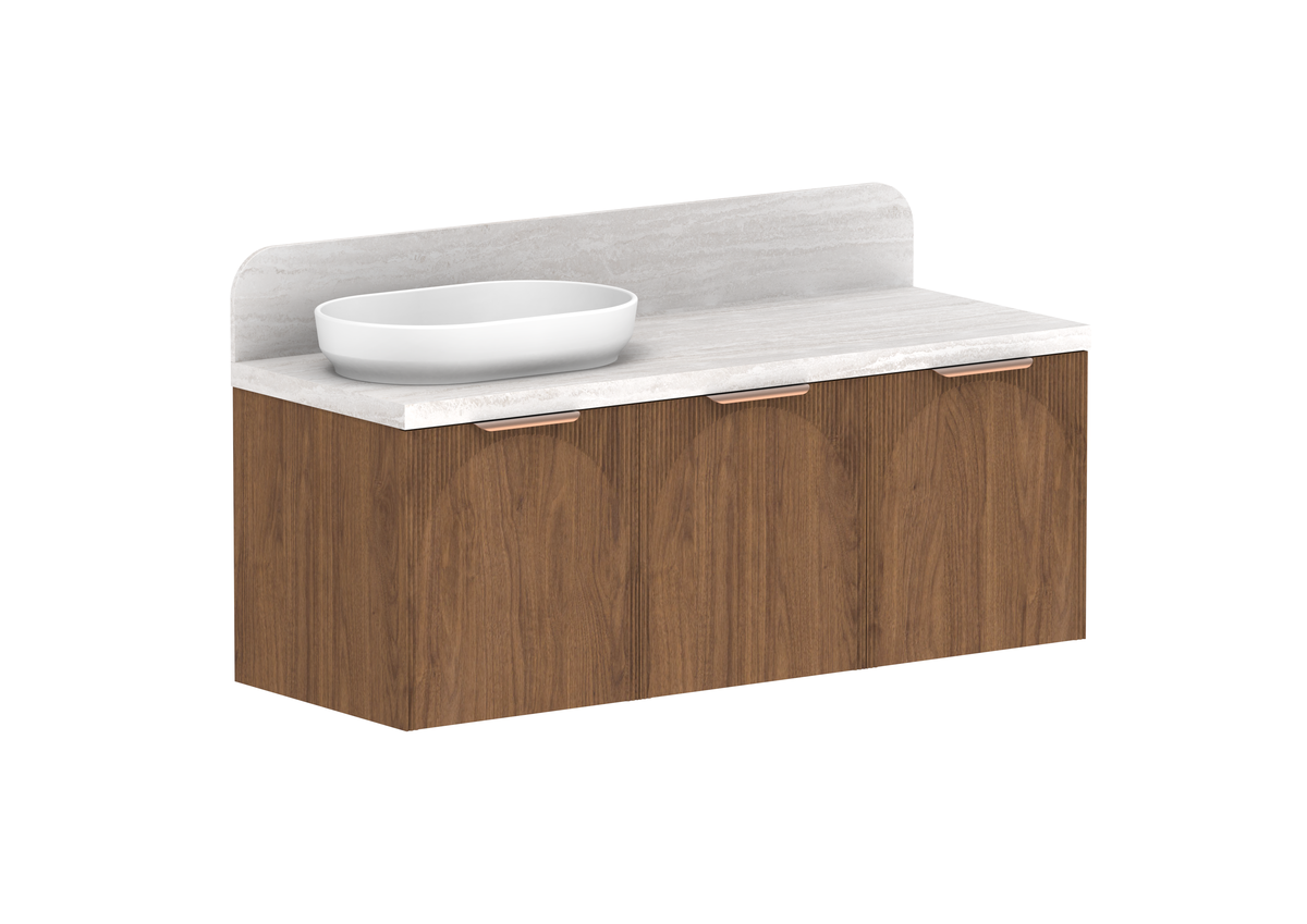 Archie Vanity — 1350mm · Left Bowl · Florentine Walnut · All Door