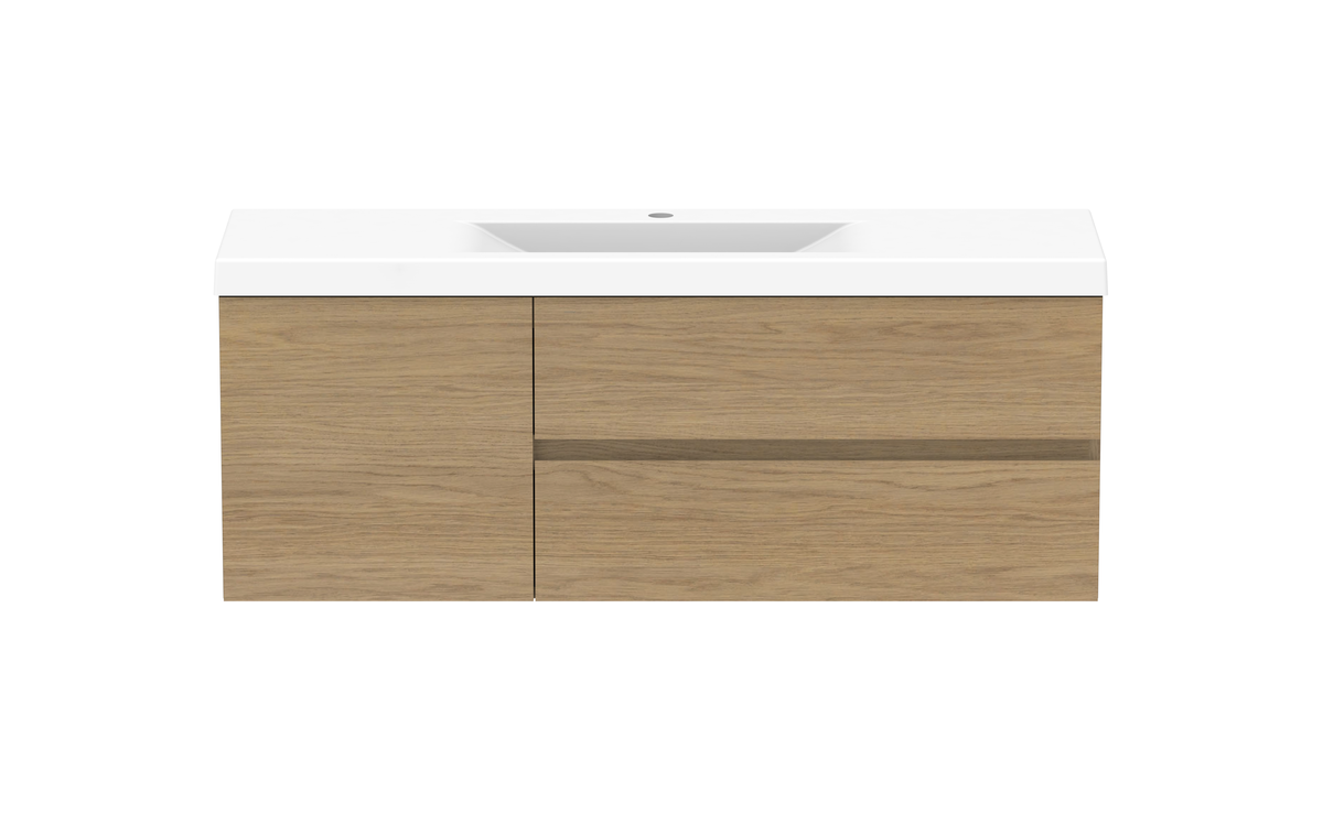 Drift Ensuite Vanity — 1200mm · Centre Bowl · Boston Oak