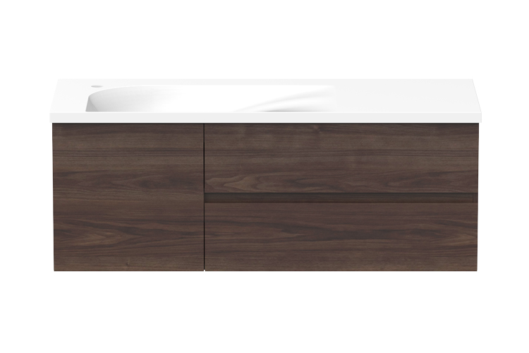 Drift Vanity — 1200mm · Left Bowl · Tassie Oak