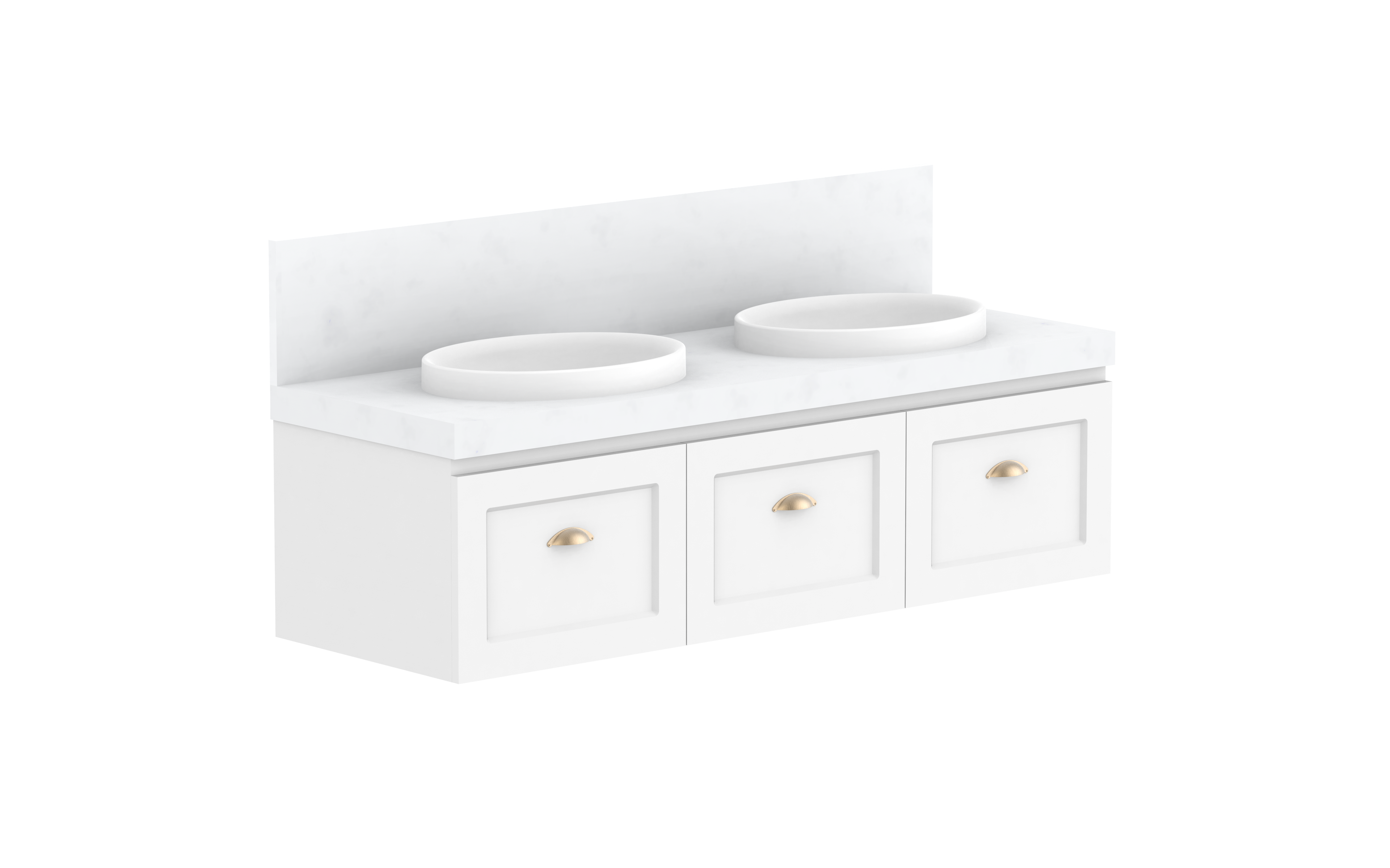 London Vanity — 1500mm · Double Bowl · Matte White