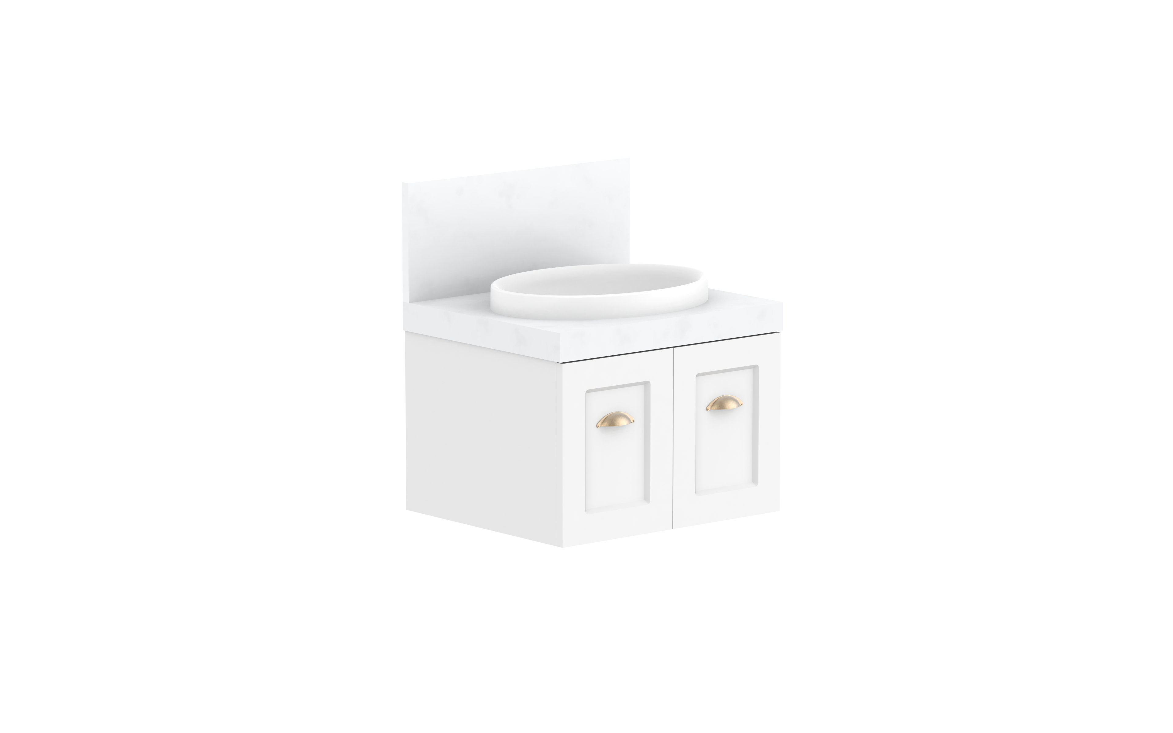 London Vanity — 600mm · Centre Bowl · Matte White