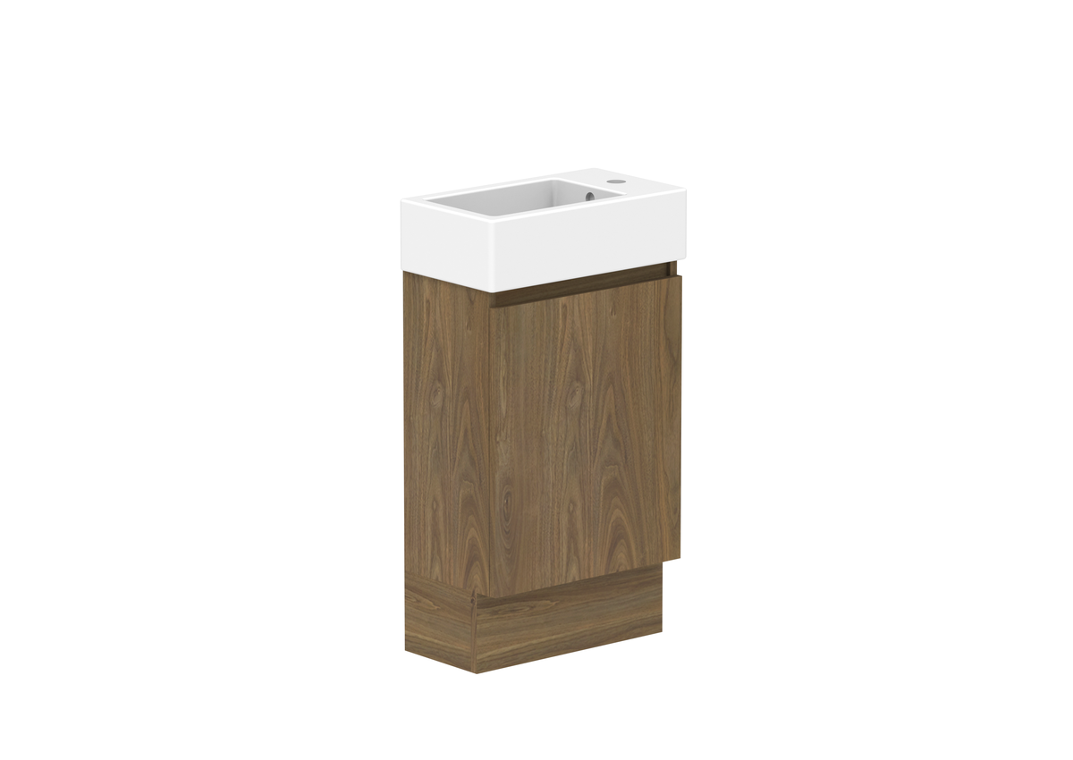 Ovia Zurich Mini Vanity — 450mm · Left Basin · Natural Walnut