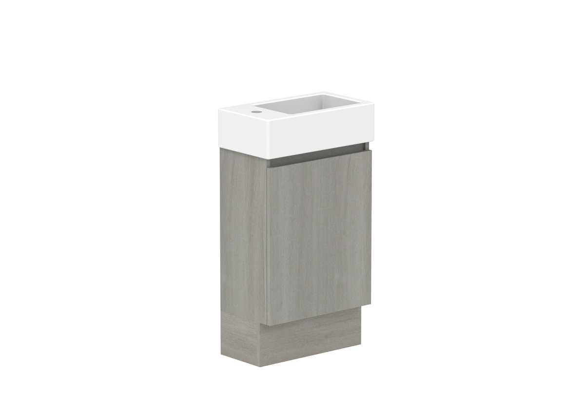 Ovia Zurich Mini Vanity — 450mm · Right Basin · Palomera Oak