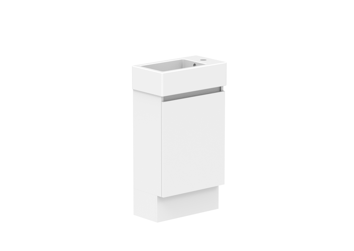 Ovia Zurich Mini Vanity — 450mm · Left Basin · Polar White