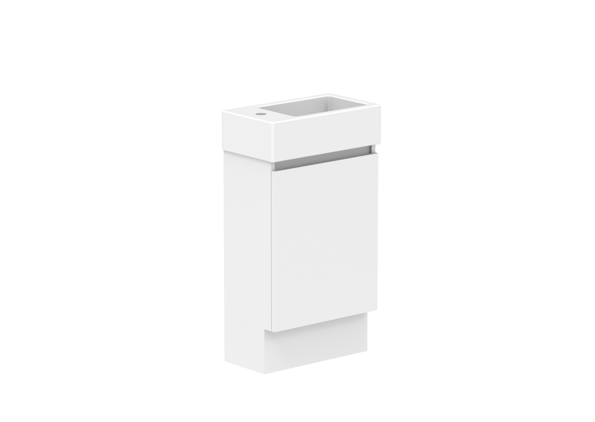 Ovia Zurich Mini Vanity — 450mm · Right Basin · Polar White