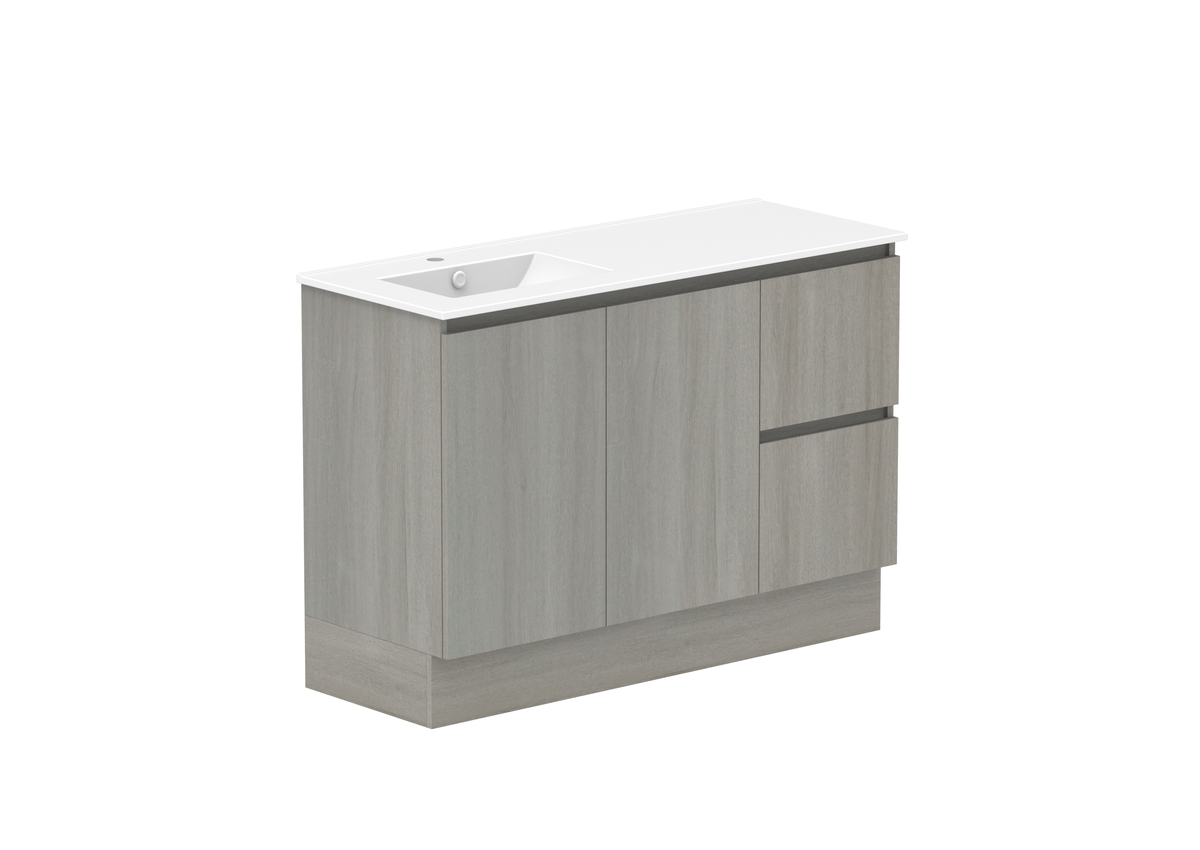 Ovia Zurich Vanity — 1200mm · Left Bowl · Palomera Oak