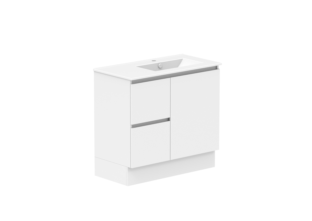 Ovia Zurich Vanity — 900mm · Right Bowl · Polar White