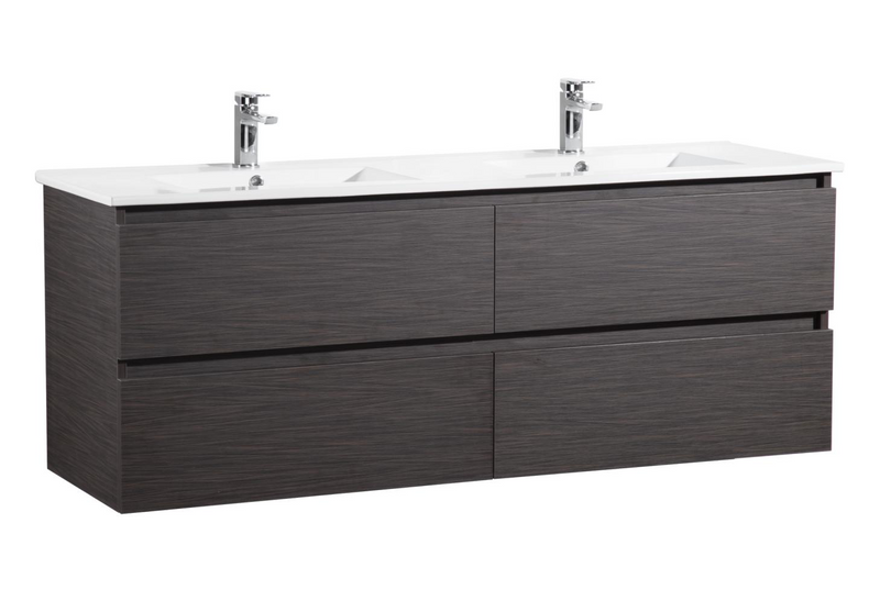 Stella PVC 1500 Walnut Wall Hung Vanity Double Bowl