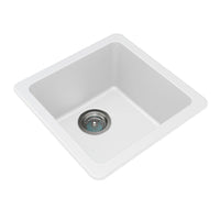 Aquaperla 420mm White Granite Square Kitchen Sink Single Bowl