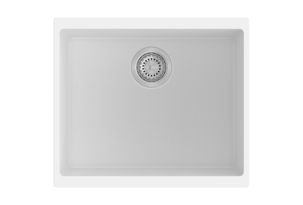 530 x 460 x 200mm Carysil White Single Bowl Granite Kitchen/Laundry Sink Top/Flush/Under Mount