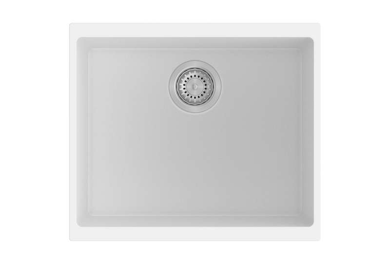 530 x 460 x 200mm Carysil White Single Bowl Granite Kitchen/Laundry Sink Top/Flush/Under Mount