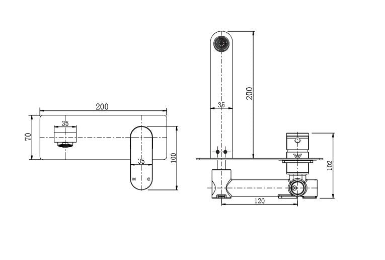 Modern National Eva Mini Wall Bath/Basin Mixer Matte Black