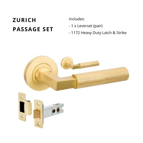 Zanda Zurich Door Handle Lever Set Brushed Brass