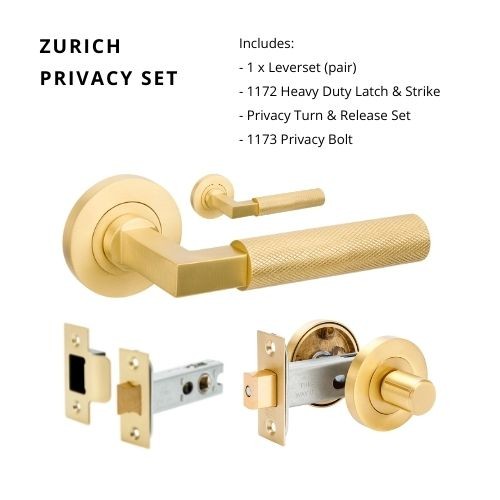 Zanda Zurich Door Handle Lever Set Brushed Brass