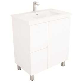 Bianca 750mm Square Vanity on Legs with Ceramic Basin – Left Drawers