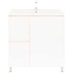 Bianca 750mm Square Vanity on Legs with Ceramic Basin - Right Drawers