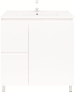 Bianca 750mm Square Vanity on Legs with Ceramic Basin - Left Drawers