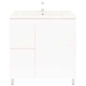 Bianca 750mm Square Vanity on Legs with Ceramic Basin – Left Drawers