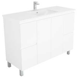 Bianca 1200mm Square Vanity on Legs with Ceramic Basin