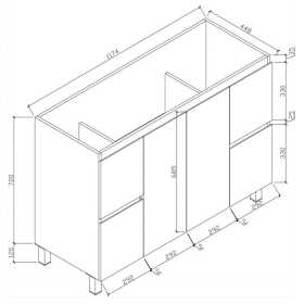 Bianca 1200mm Square Vanity on Legs with Ceramic Basin 3