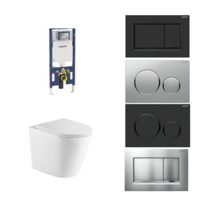 Geberit Zara 66 Round Wall Hung Rimless Toilet Suite -Choice of Button