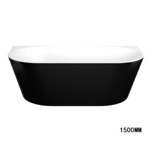 1500x750x580mm Elivia Black & White Back to Wall Freestanding Bathtub Acrylic