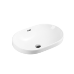 Ovia 605x405x180mm Semi Inset Basin Gloss White with Overflow