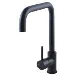 Aquaperla Round Matt Black Swivel Kitchen Sink Mixer Tap