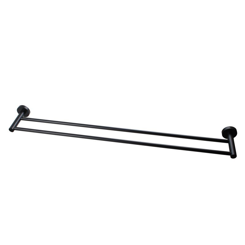 Euro Pin Lever Round Black Double Towel Rack Rail 790mm