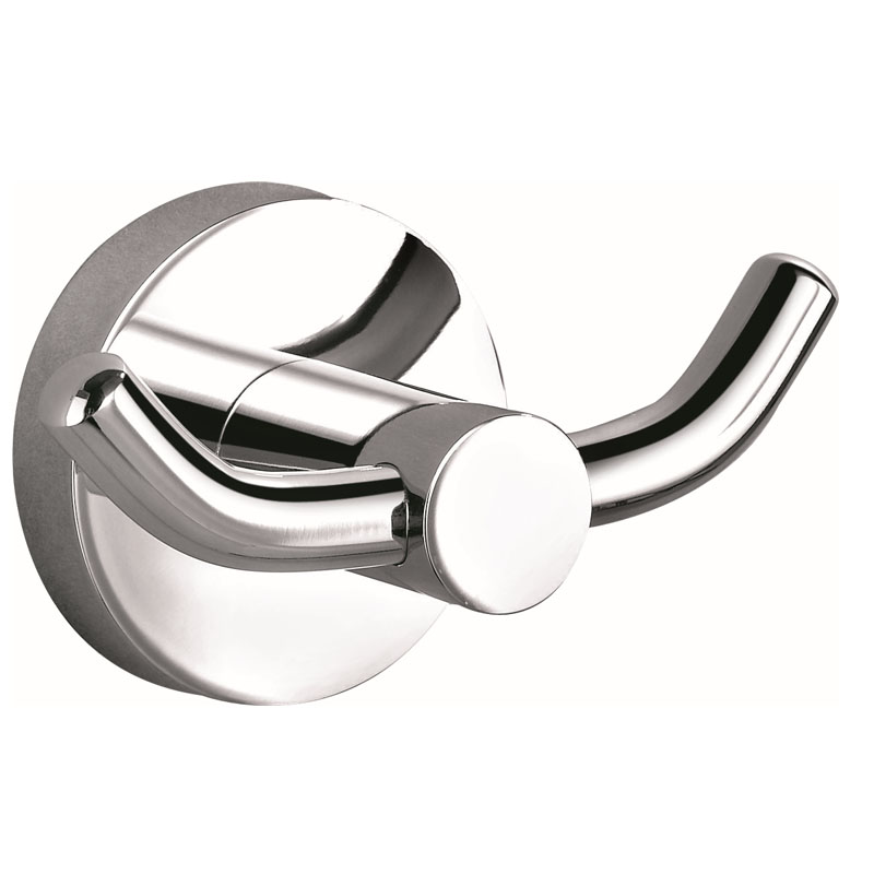 Ovia Round Chrome Solid Brass Double Robe Hook Wall Mounted
