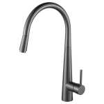 Aquaperla Euro Round Gunmetal Grey 360° Swivel Pull Out Kitchen Sink Mixer Tap Solid Brass