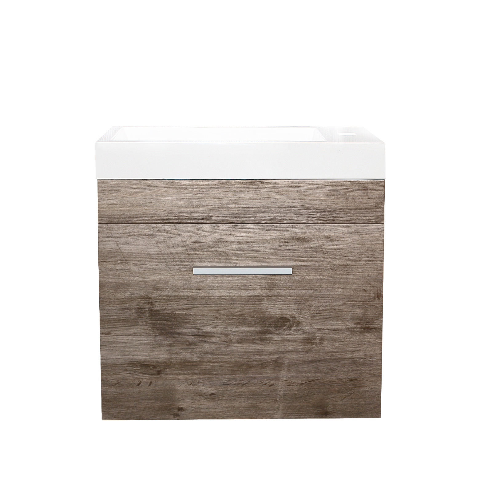 500x250x520mm Wall Hung Bathroom Vanity with Poly Top White Oak Wood Grain One Tap Hole