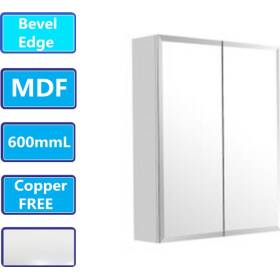 600Lx720Hx150Dmm Bevel Edge White Shaving Cabinet With Mirror MDF White