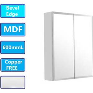 600Lx720Hx150Dmm Bevel Edge White Shaving Cabinet With Mirror MDF White