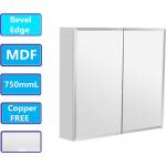 750Lx720Hx150Dmm Bevel Edge White Shaving Cabinet With Mirror MDF WHITE