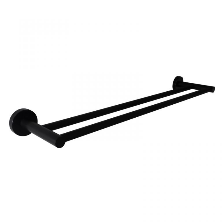 Ovia Round Black Double Towel Rack Rail 800mm Bathroom Sales Direct