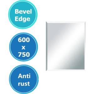 600x750mm Plain Bathroom Mirror Bevel Edge Wall Mounted Vertical or Horizontal