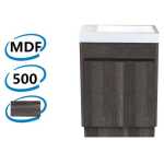 500x250x850mm PVC Filmed Floor Mini Bathroom Vanity Dark Grey Cabinet Poly Top Kickboard Freestanding
