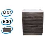 600x460x850mm Bathroom Floor Vanity Freestanding Ceramic / Poly Top Dark Grey Wood Grain PVC Filmed Kick-board