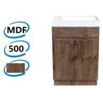 500x250x850mm Bathroom Vanity Dark Oak Wood Grain Cabinet Poly Top Kickboard Freestanding PVC Filmed Floor Mini